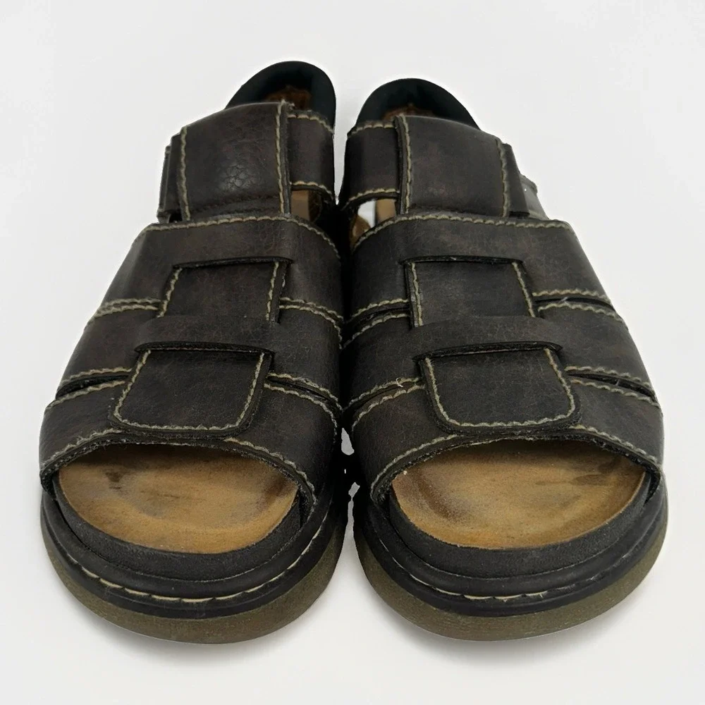 Wolfe Island Men's Comfort Sandals Brown Hook & Loop Adjustable Size 9 Casual